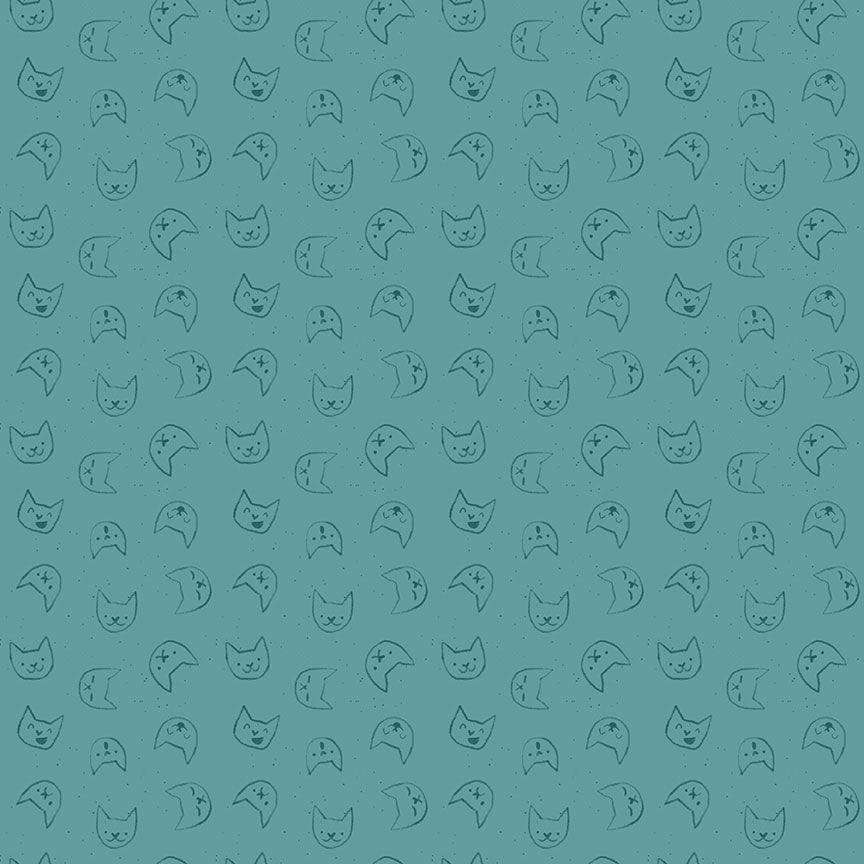 Lazy Sunday - Emoti Cats - Teal