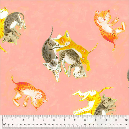 Heather Ross - By Hand - Barn Kittens - Salmon