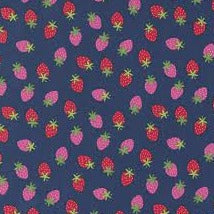 Raindow Garden - Strawberries - Navy - End of the bolt - .5 yards