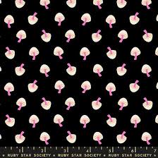 Tiny Frights - Tiny Mushrooms - Black - End of the Bolt - 1.25 yards