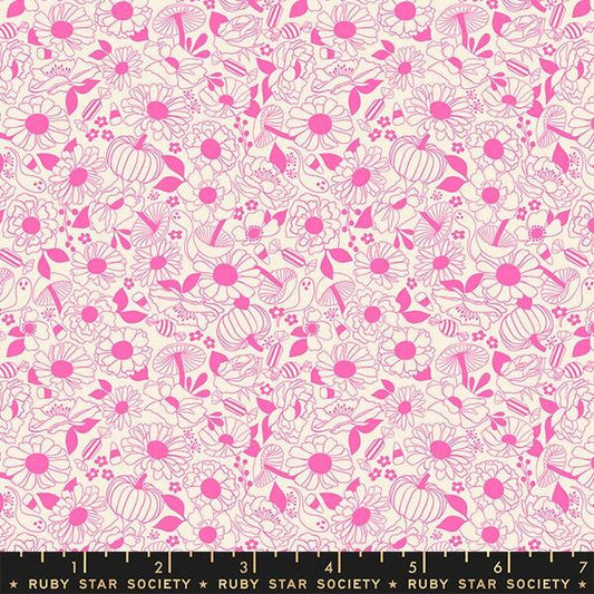 Tiny Frights - Halloween Floral - Neon Pink