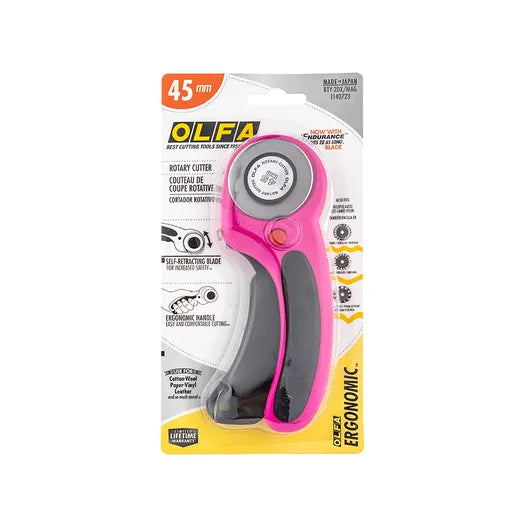 Olfa - Ergonomic 45 mm Rotary Cutter - Magenta